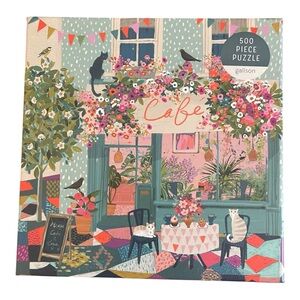 500 Piece Puzzle, "Afternoon Tea", Cats Enjoying a Cafe, 20" x 20", NWOT